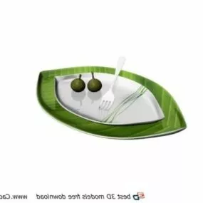 Porcelain Dish With Fruit And Fork 3d model