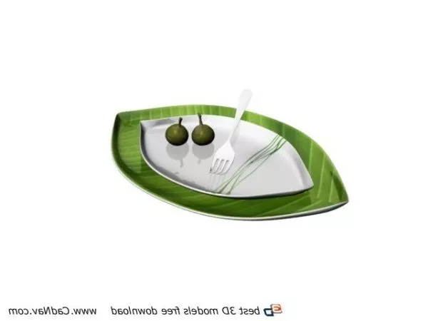 Porcelain Dish With Fruit And Fork 3d model Porcelain Dish With Fruit And Fork 3d model