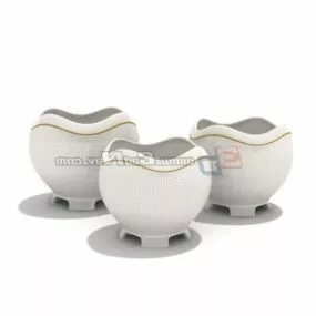 White Porcelain Creamer Pots 3d model