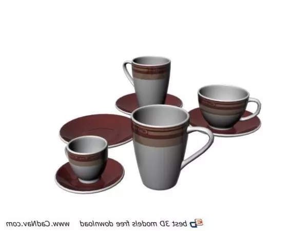 Porcelain Coffee Cups 3d model Porcelain Coffee Cups 3d model