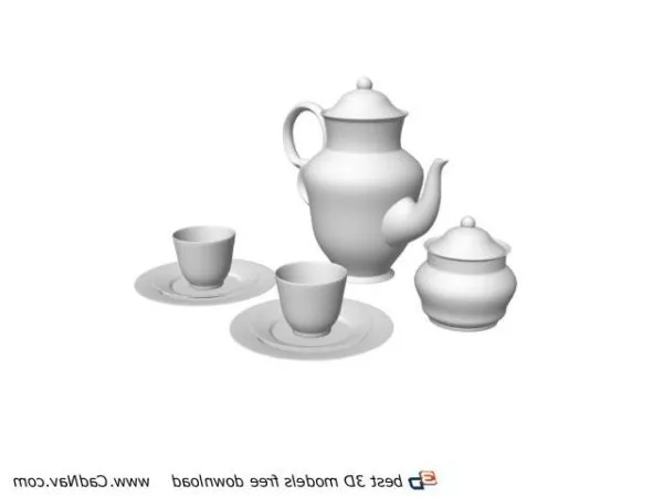 Tea Set With Teapot Cup 3d model
