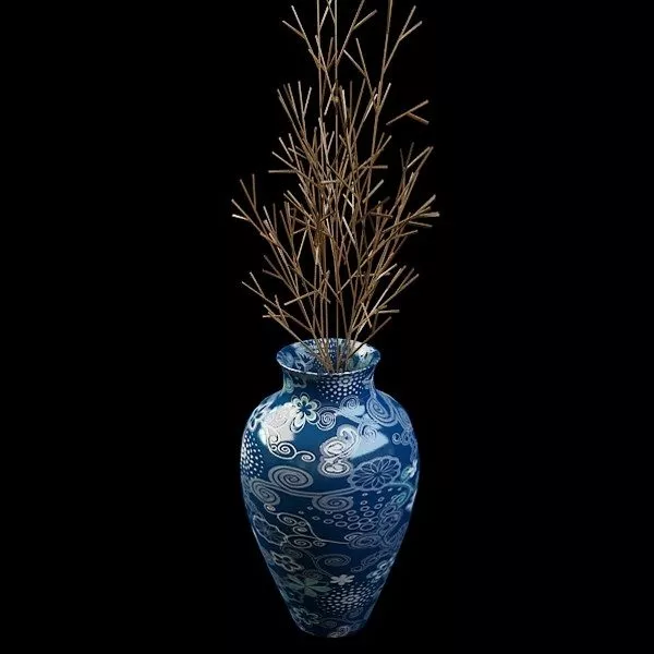 Porcelain Vase Sticks Decoration 3d model Porcelain Vase Sticks Decoration 3d model