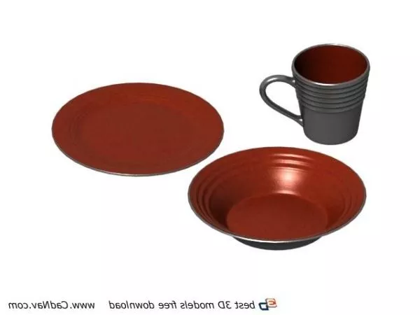 Pottery Mug And Plates 3d model Pottery Mug And Plates 3d model