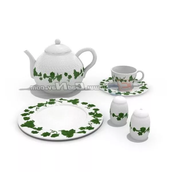 Asian Porcelain Teapot Set 3d model