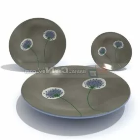 Printed Pattern Ceramic Plates 3d model