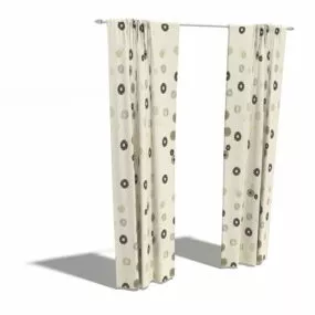 Printed Pattern Pole Pocket Curtain 3d model