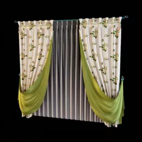 Printed Shades Windows Curtain 3d model