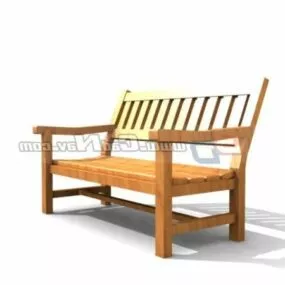 Public Space Wooden Patio Bench 3d model