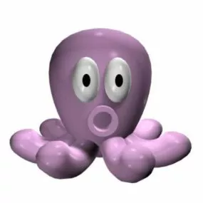 Purple Cartoon Octopus Toy 3d model
