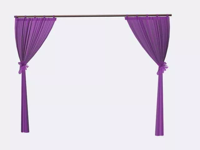 Purple Windows Curtains With Tie Backs 3d model Purple Windows Curtains With Tie Backs 3d model