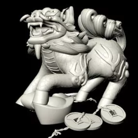 Old Qilin Statue 3d model