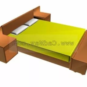 Bedroom Queen Size Double Bed 3d model