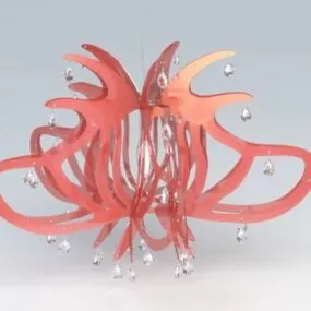 Living Room Red Acrylic Chandelier 3d model