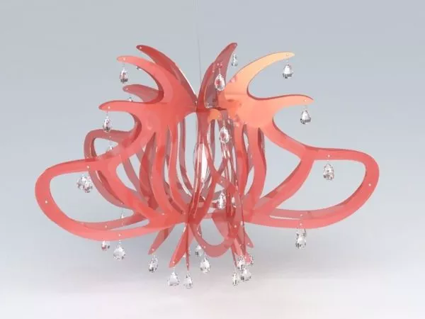 Living Room Red Acrylic Chandelier 3d model Living Room Red Acrylic Chandelier 3d model