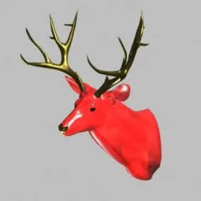 Red Deer Head Wall Decor 3d model