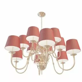 Home Red Chandelier With Shades 3d model