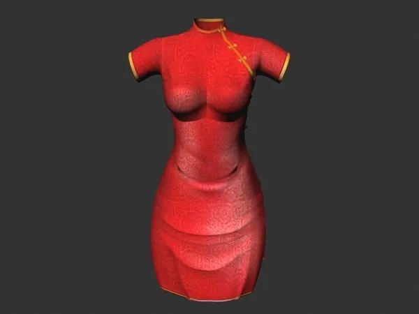 Red Cheongsam Fashion 3d model Red Cheongsam Fashion 3d model