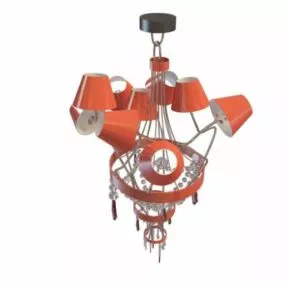 Red Modern Chandelier 3d model