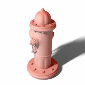 Red Fire Hydrant On Road 3d model