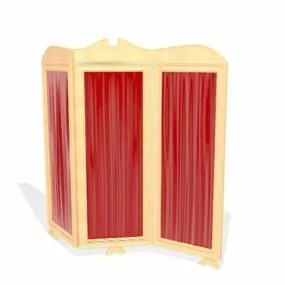 Furniture Wooden Red Folding Screen 3d model