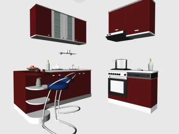Set Kitchen Utensil With Wooden Handles 3d model