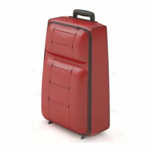 Red Leather Travel Luggage Bag 3d model