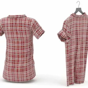 Fashion Red Plaid Shirt For Women 3d model
