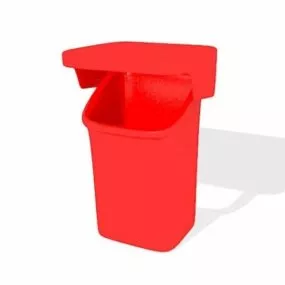 Street Red Plastic Bin 3d model