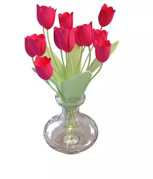 Flower Red Tulip Vase 3d model Flower Red Tulip Vase 3d model