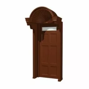 Residential Front Door Wooden Material 3d model
