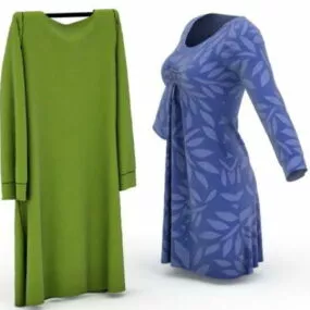 Clothes Retro Maxi Dress 3d model