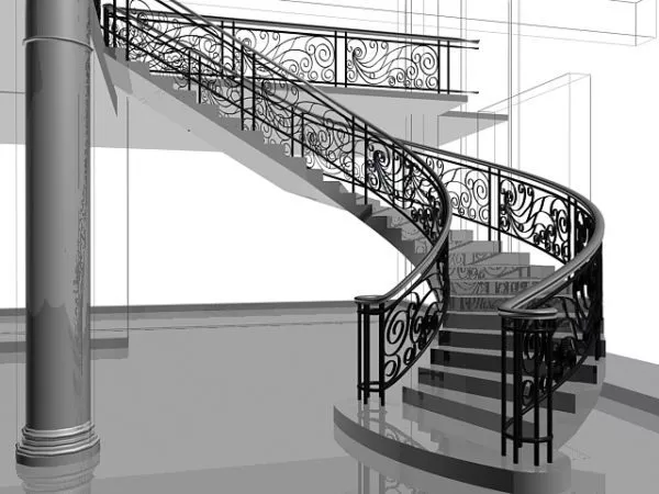 Staircase With Right Handrail 3d model