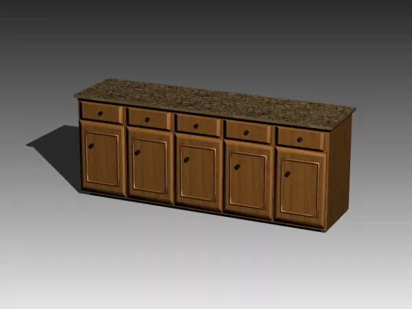 Retro Wooden Kitchen Countertop 3d model Retro Wooden Kitchen Countertop 3d model