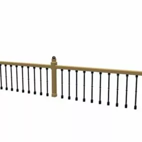 Retro Wooden Metal Railing 3d model