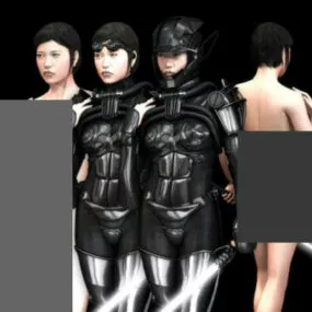Rigged Future Soldier Girl Character 3d model