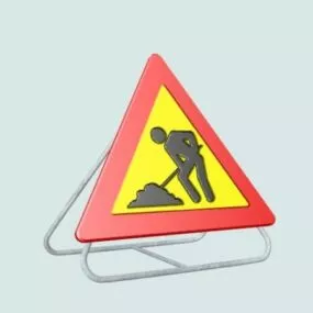 Road Construction Warning Sign 3d model