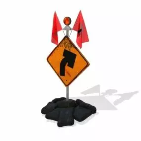 City Road Construction Sign Safety 3d model