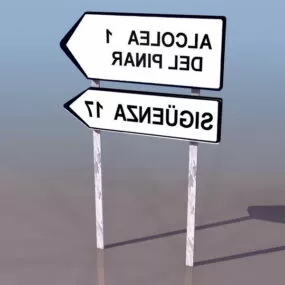 Road Directional Road Sign 3d model