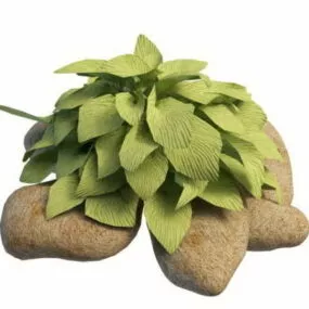 Garden Decoration Rock And Plant 3d model