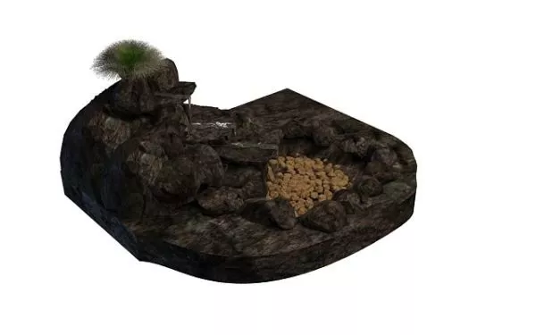 Big Rock On Field With A Tree 3d model