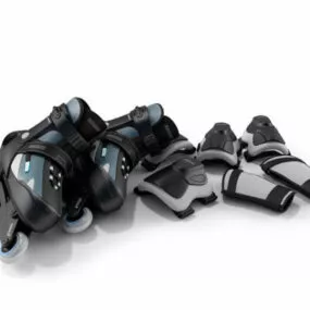 Sport Roller Skates With Gloves 3d model