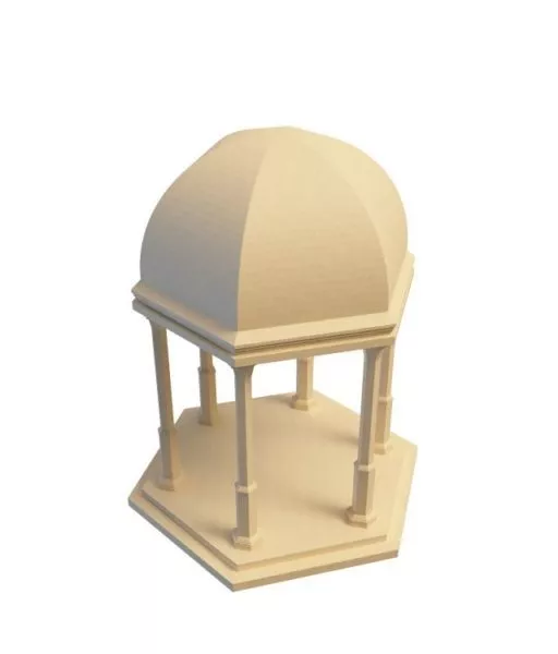 Square Pavilion With Textile Curtain 3d model
