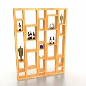 Room Divider Wooden Shelf Books 3d model