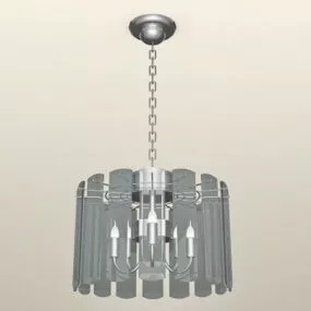 Home Round Drum Crystal Chandelier 3d model