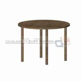 Round Wooden Stool Furniture 3d model