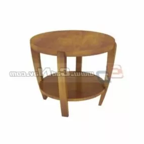 Wooden Round Tea Table Furniture 3d model