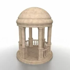 Round Stone Concrete Gazebo 3d model