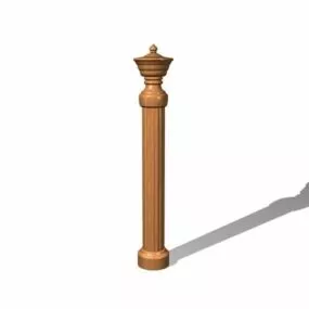 Stair Round Wood Baluster 3d model