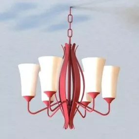 Rustic Red Metal Arm Chandelier Lighting 3d model