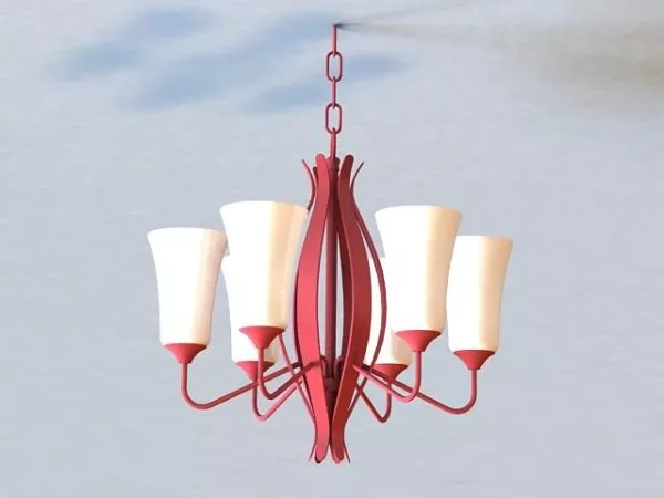 Rustic Red Metal Arm Chandelier Lighting 3d model Rustic Red Metal Arm Chandelier Lighting 3d model